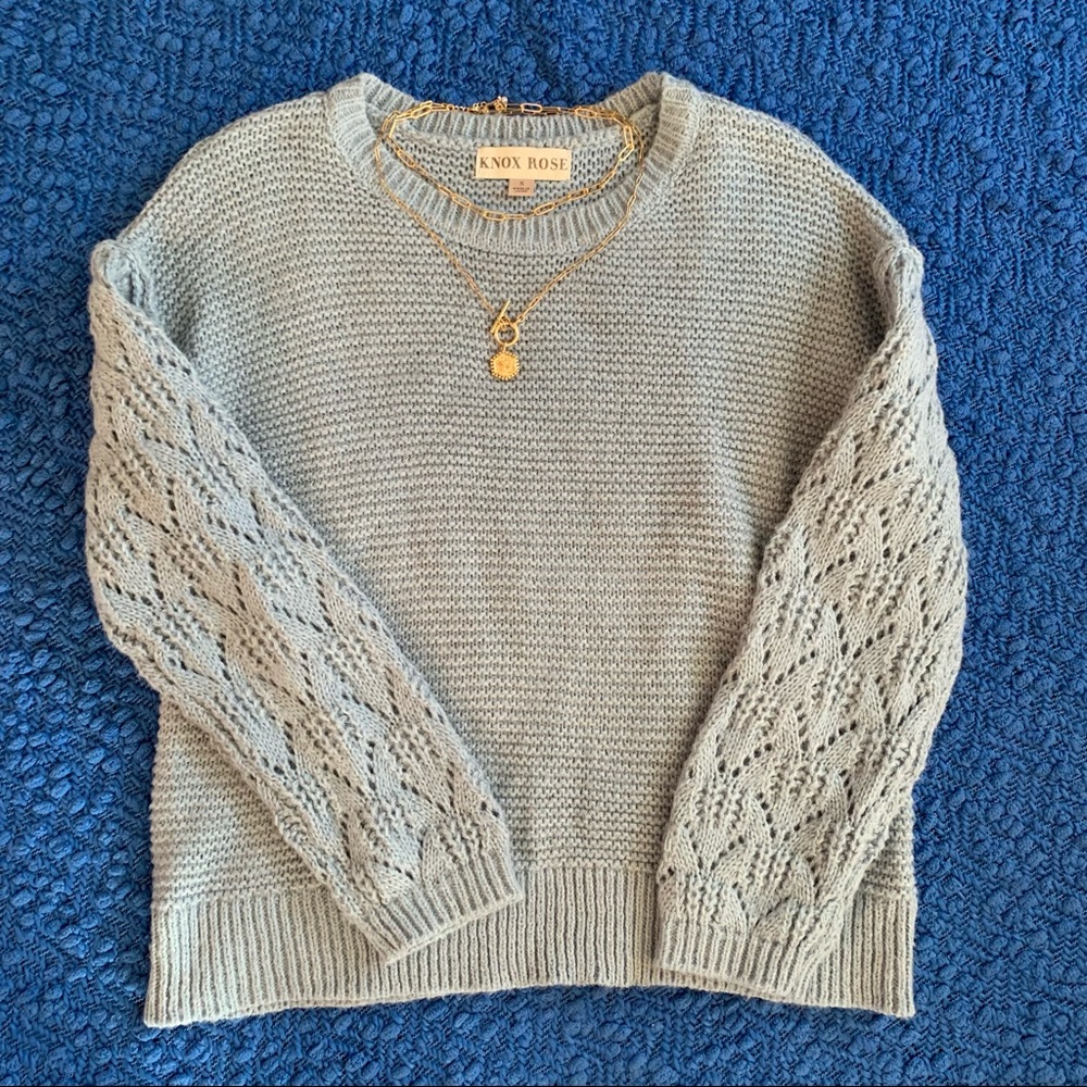 Knox Rose Blue Knit and crochet Sweater size S